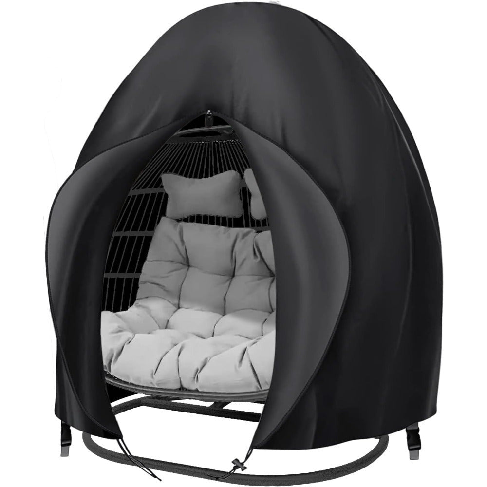 TEMU 1pc Extra Large Heavy-duty Egg Chair Cover - Oxford Fabric Outdoor Swing Chair With Zipper Front Opening & Drawstring Closure, 600d Thick