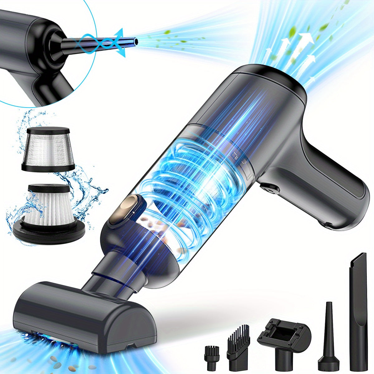 TEMU 20000pa Cordless Handheld Vacuum Cleaner With Blow-suction Mode, 4.5h & - - Lightweight Portable Mini Vacuum With Crevice & Air Duster