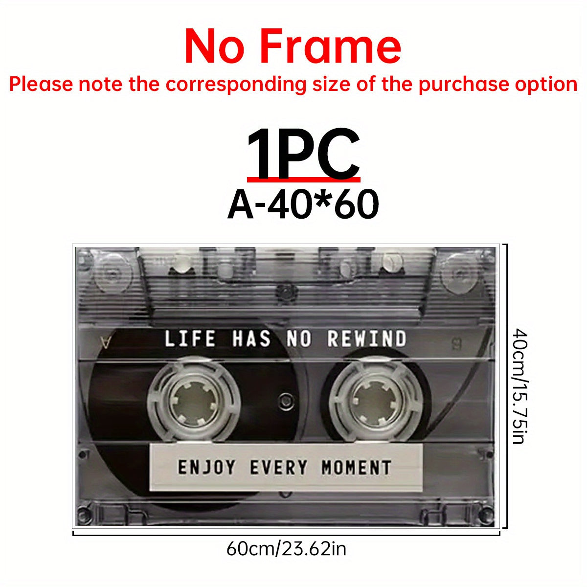 TEMU Retro Cassette Tape Canvas Print - Inspirational Music Poster For Wall Decor, Vintage Motivational Quote Art, Frameless Office & Bedroom Decor,