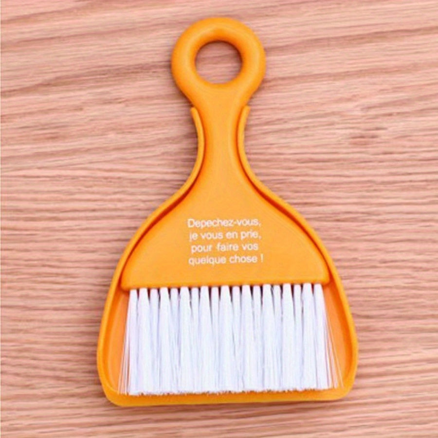 TEMU Set Of 2 Mini Colorful Desktop Cleaning Brush Kit, Small Handheld Sweeping Brush With Removable Dustpan, Convenient And Multifunctional, For