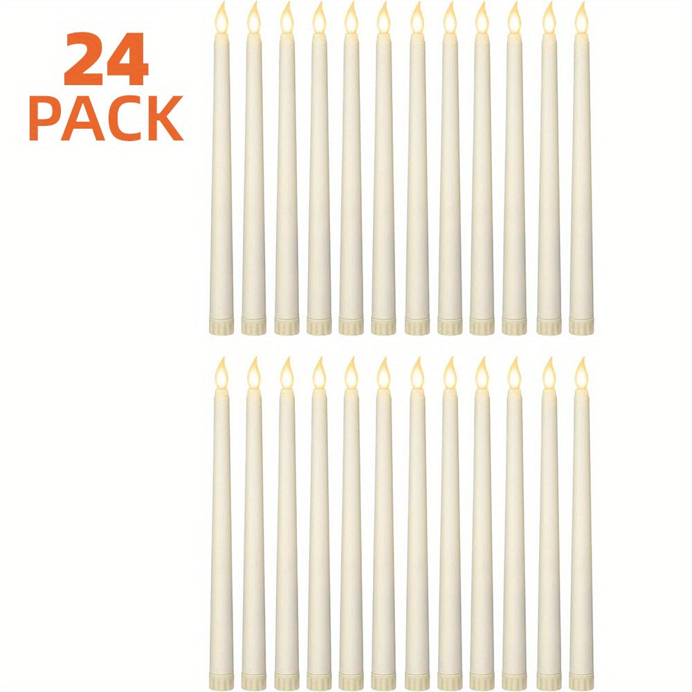 TEMU 24 Pieces, Flameless Led Cone-shaped Candles, Simulated Candle Battery Operation, 11 Inch Loose Candles With Warm Light, Flashing Cone-shaped