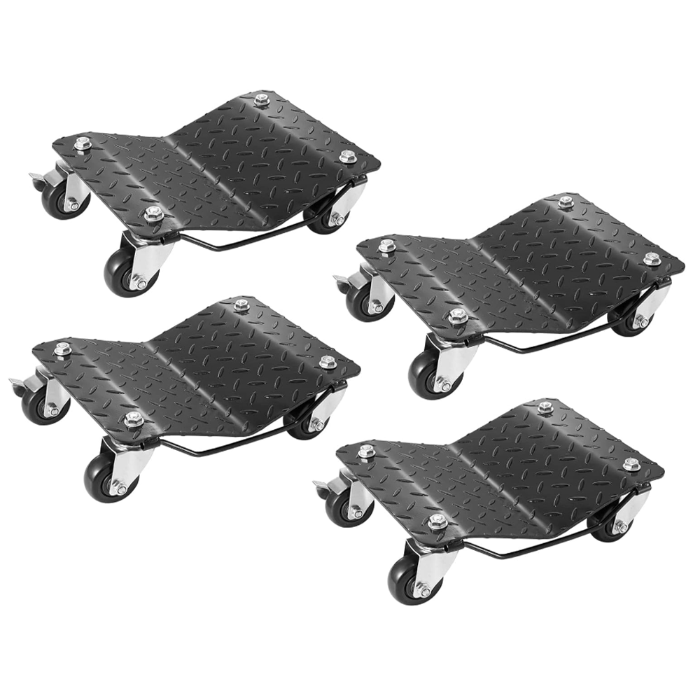 Garvee 4 Items 4 Tire Wheel Dolly Car, Premium Manganese Steel, 6000 Lbs Capacity, Heavy Duty, Antiskid & Recessed Design, 360° Rotatable Wheels, Blac