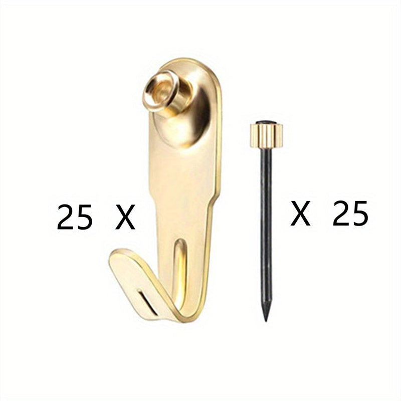 TEMU 25 Sets Of Strong And Stable German Photo Frame Hooks - 20 Pound Picture Hooks For Safe Hanging Of Pictures And Artwork