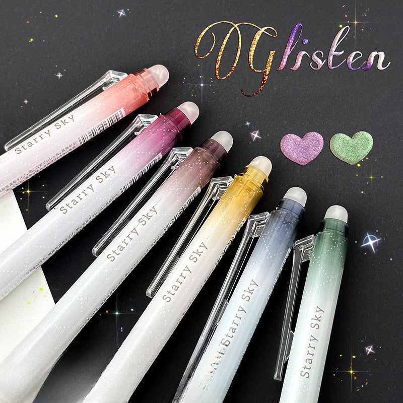 TEMU 6pcs Erasable Glitter Gel Pens With 0.7mm Medium Point, Retractable Plastic Aesthetic Gel Ink Pens For Journaling, Home, School & Office Use