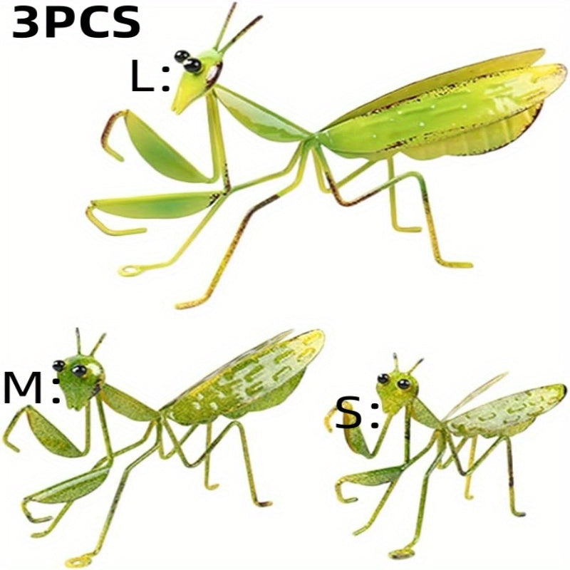 TEMU 3pcs Metal Garden Garden Art Deco Garden Sculpture Statue Wall Decoration Lawn Garden Art Ornament Green