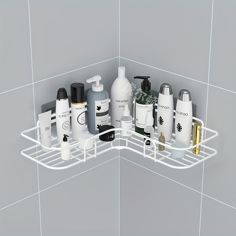 TEMU Easy-install Shower Caddy - No-drill Storage Rack For Shampoo And Essentials,