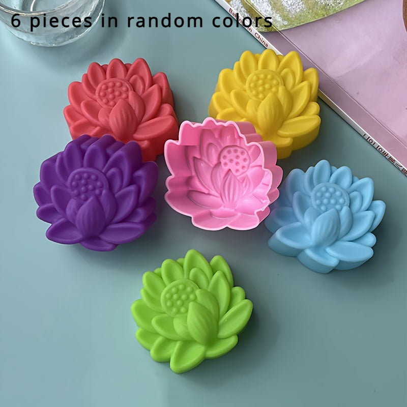 TEMU 6-12-18pcs For Lotus Mold Made With Multicolored Crafts, Soaps And Candles| Flexible Material| Ideal For Home Decor And Crafts| Decorative Mold