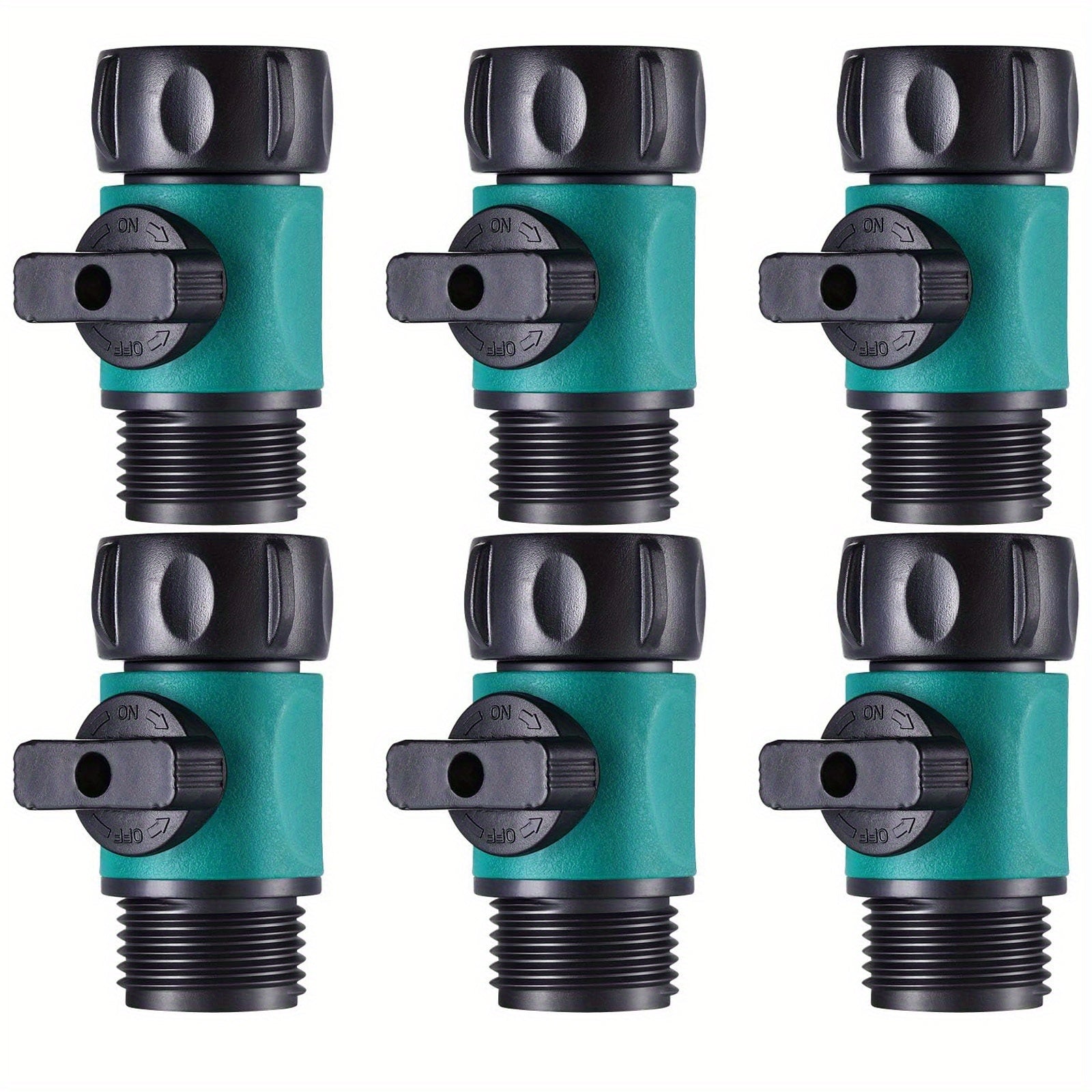 TEMU 6pcs Green Garden Hose Shut-off Valves With 3-4" Threads - Plastic, Leak-proof, And Suitable For Standard Us Garden Hoses