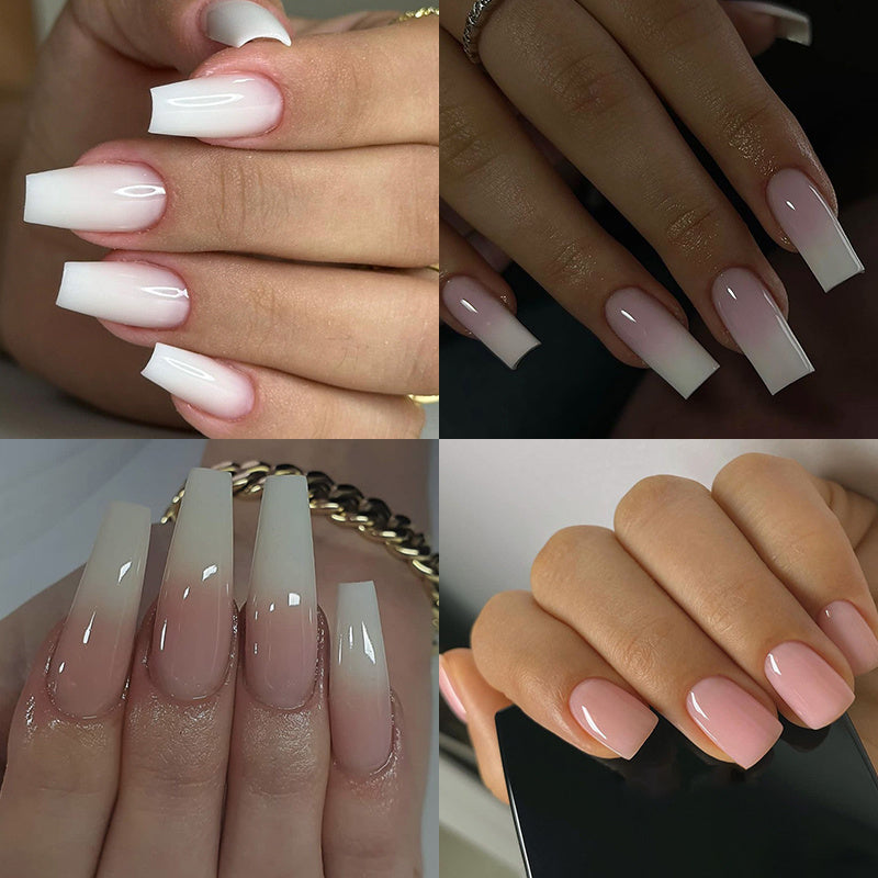 TEMU 96pcs Square Press On Nails Long Fake Nails Nude False Nail Square Nails Press Ons Nail Glossy Artificial Nail Tips Pressonfingernails With Nail