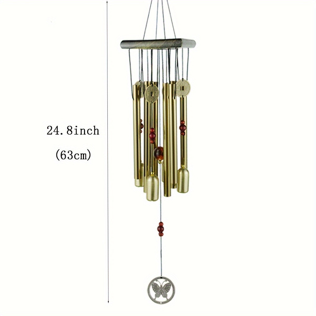 TEMU 1pc Large Outdoor Wind Chimes With Antique Copper Bells & Durable Aluminum Alloy Tubes - Soothing Sound Wind-powered Door Hanging Garden Decor,