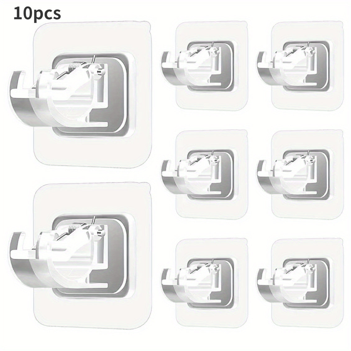 TEMU 10pcs \ 20pcs Curtain Rod Bracket, Non Perforated Self-adhesive Curtain Rod Bracket, Non Nail Adjustable Curtain Rod Hook, Bathroom Kitchen