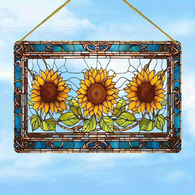 TEMU 2d Flat Translucent Sunflower Acrylic Sun - Window Wall Door Decoration - Vintage Style Wall Decor For Porch, Kitchen & Farmhouse - Gift