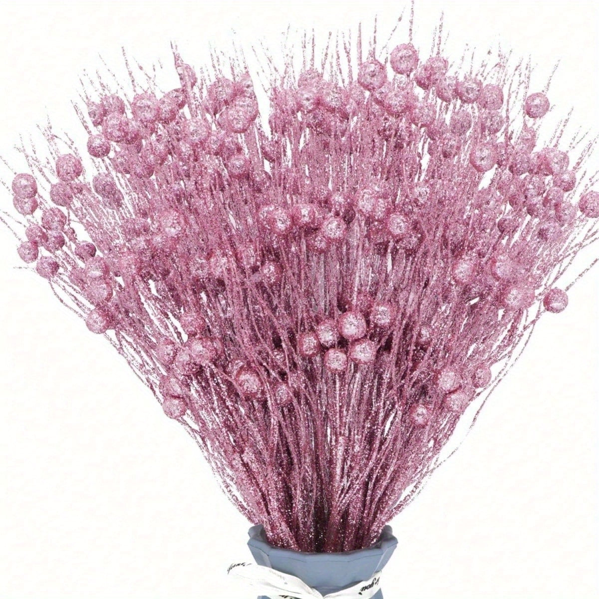 TEMU 10pcs Christmas Artificial Stem Decorations Decorative Bead Sticks Picks Glittery Twigs Branches For Christmas Tree Wreath Gift Vase Decor Party