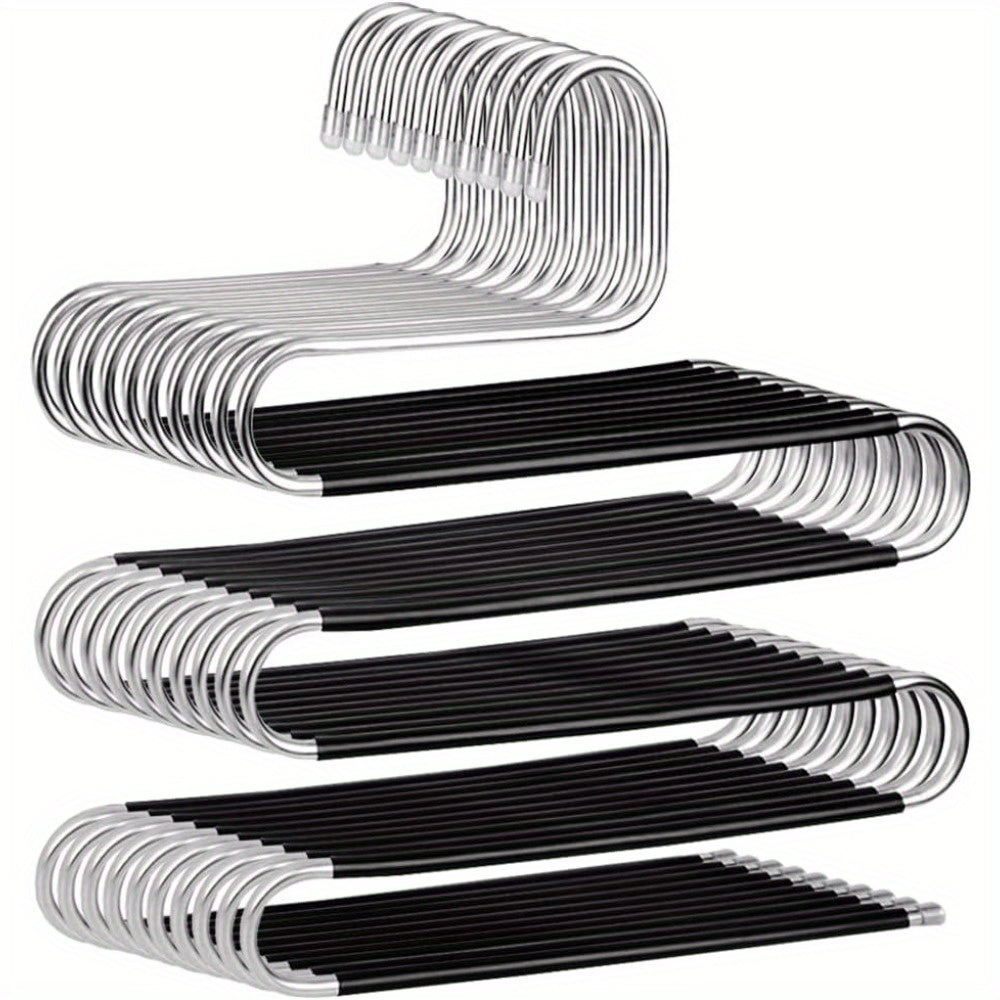 TEMU 10pcs Pants Hangers - Space Saving Non-slip Clothes Hangers For Trousers, Skirts & Jeans - Easy Organize & Store Hanger System