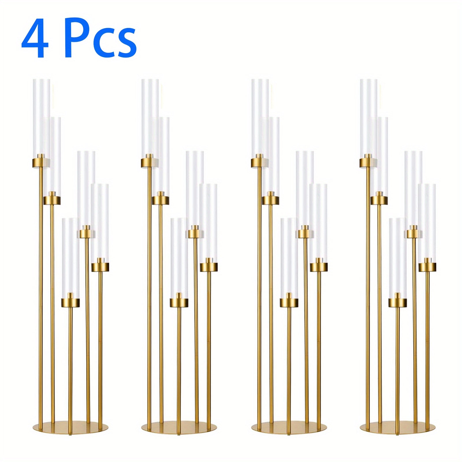 TEMU 4 Sets Candelabra 39.4'' Tall Floor Candle Holders Metal Candle Holders With Acrylic Lampshade Candlestick Centerpiece For Electronic Candle