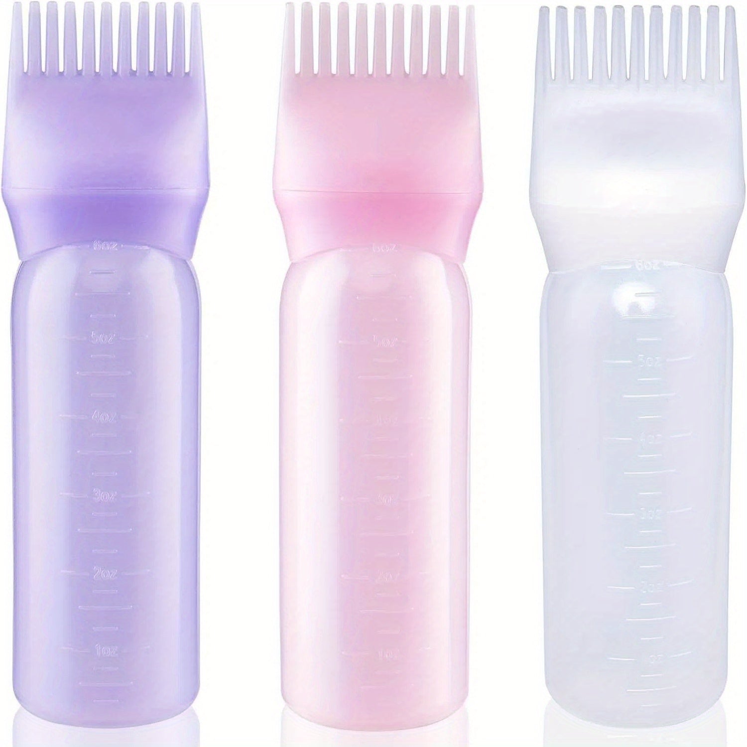 TEMU 3pcs Large Capacity Hair Dyeing Bottles - 6oz Refrigerator Safe, , Rectangular Containers With Measurement & Soft Brush For Easy Hair Coloring,