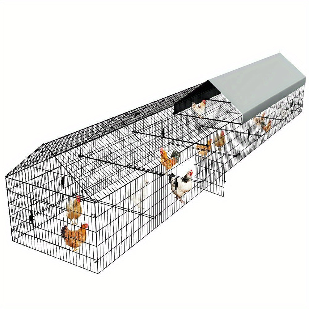 TEMU 252 X 40 X 40'' Pen Chicken Coop For Yard With Cover Outdoor Metal Tractor Cage Crate For Small Animals Chicken