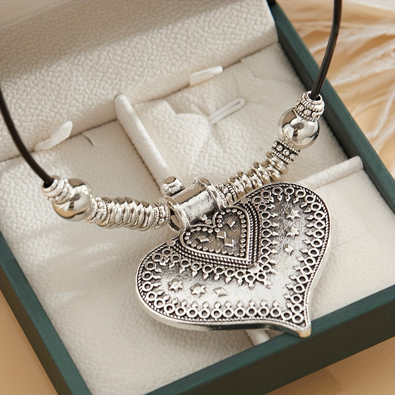 TEMU Boho Heart Pendant Necklace, Simple Jewelry, Memorial Gift