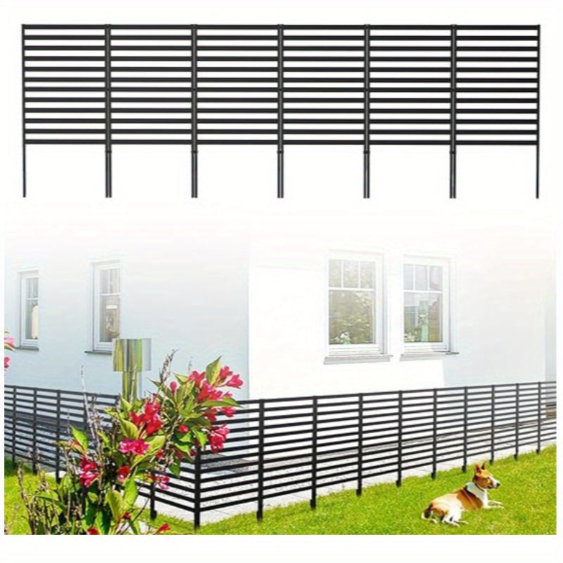 TEMU 12 Panels Outdoor Privacy Screen Decorative Garden Fence With Heavy Duty Stakes, Metal Air Conditioner Fence Outdoor Dog Fence For Landscape