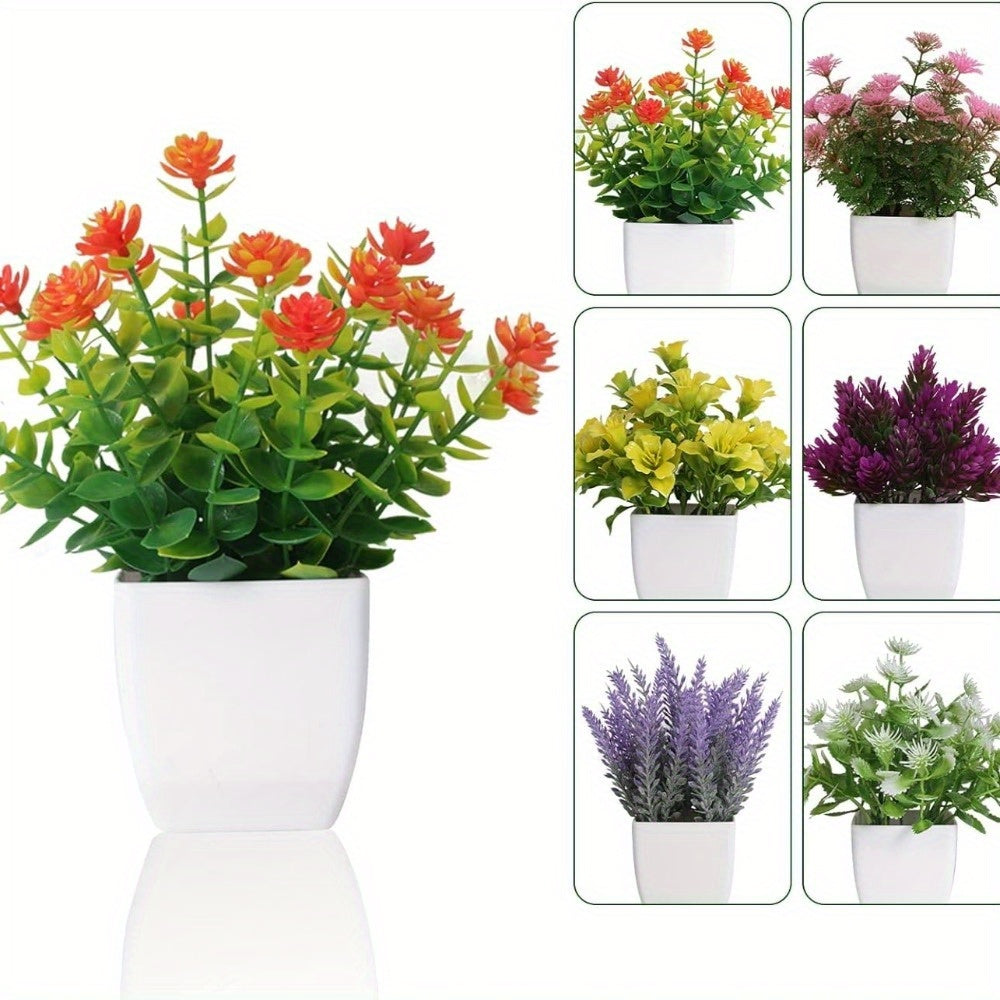 TEMU 6 Pieces Artificial Small Fake Plants With Pots For Home Office Desktop Decoration
