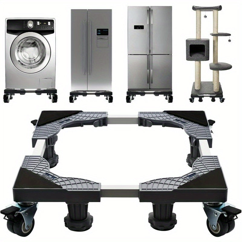 TEMU Fridge Stand Mobile Base With 4 Locking Wheels And 4 , Adjustable Furniture Dolly For Washer Dryer Washing Machine Stand Pedestal, Refrigerator
