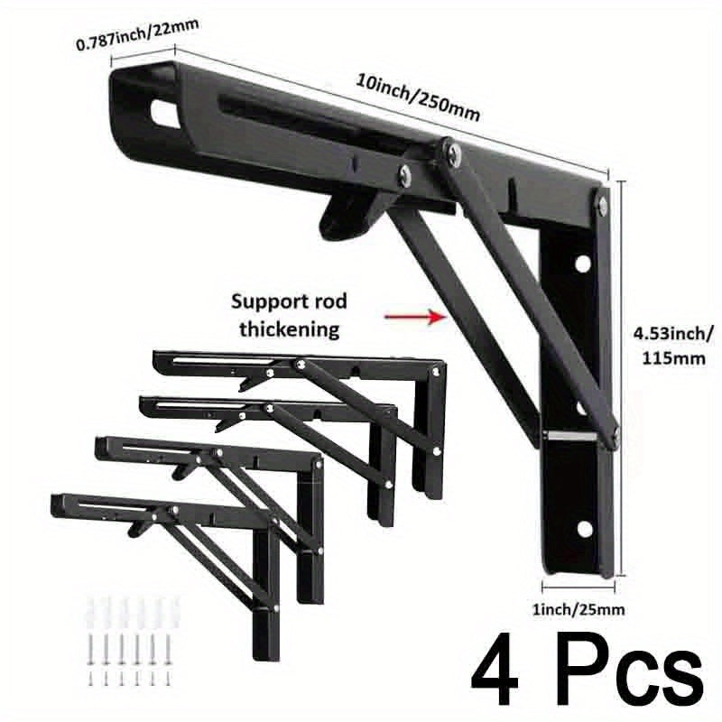 TEMU 4-piece Black-steel Folding Shelf Bracket, Heavy-duty Floating Triangular Shelf Bracket, Foldable Shelf Bracket, Desktop Wall Mounted L-shaped