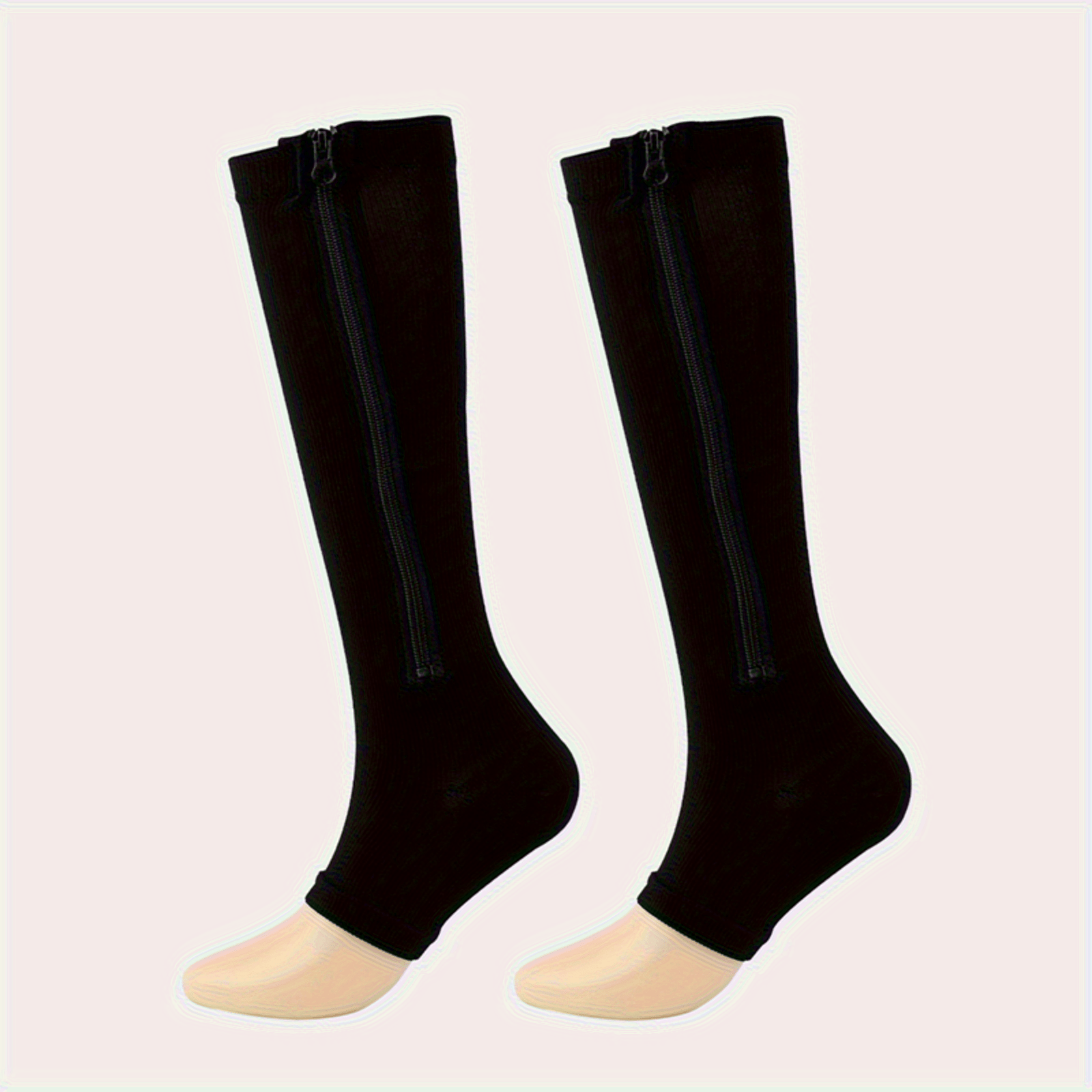 TEMU 2pcs- 1pair Comfortable Breathable Socks With Side Zipper For Men And Women - Provides Support And For Tired And