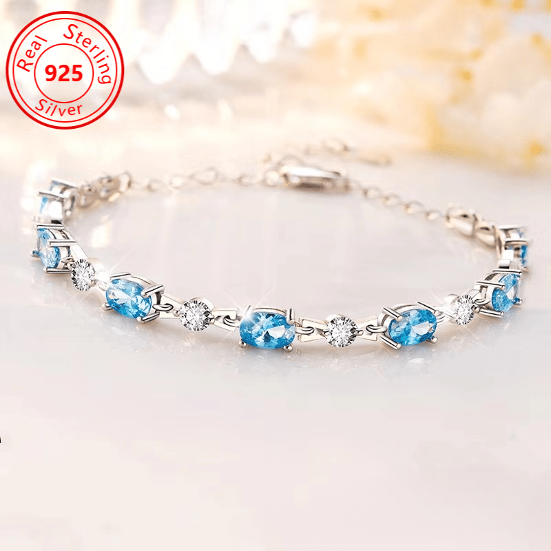 TEMU 1 S925 Sterling Silvery Amethyst Bracelet - Hypoallergenic - Luxury Amethyst With Plated Bracelet - Occasion And Casual Attire - The Perfect