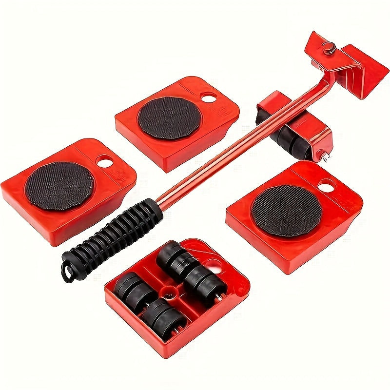 TEMU 5-10pcs Heavy Dutyfurniture Mover Sliders With Polished Metal Construction & Red Wheels -labor-saving Tool For Appliances, Cabinets, Bookshelves