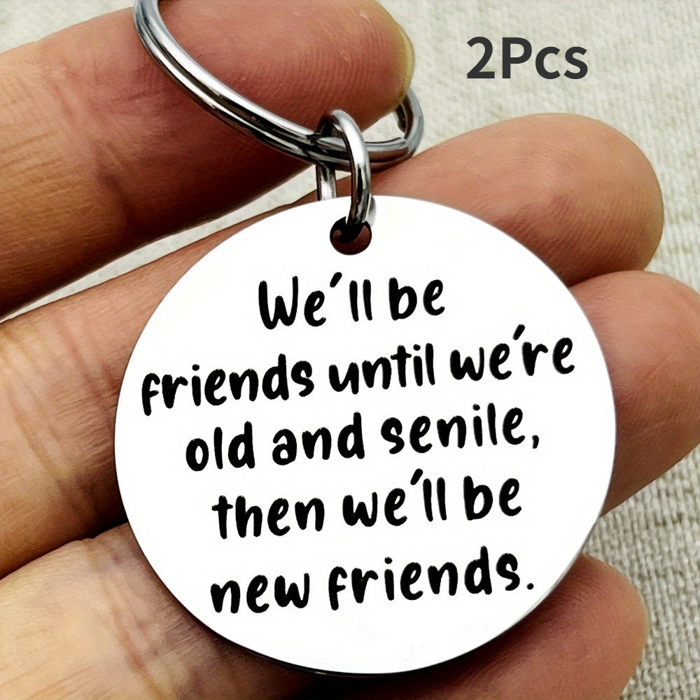 TEMU 2pcs Round Metal Keychain Keyring Pendant, Birthday Christmas Graduation Gifts For Women Men