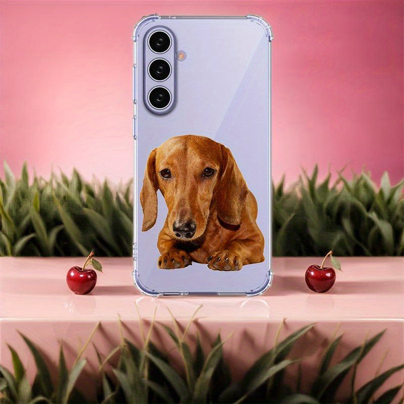 TEMU Cute Dachshund Graphic Printing Cover Fashion Soft Shockproof Transparent Protective Phone Case for Samsung Galaxy S24 Ultra S24+ S24 FE S23 FE