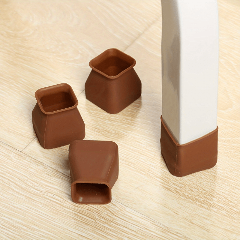 TEMU Silicone Chair Leg Caps, Plastic , Rectangle Shape, Furniture Table Floor Protectors For Hard Floors-silent And , Protection For Chair Leg Floor