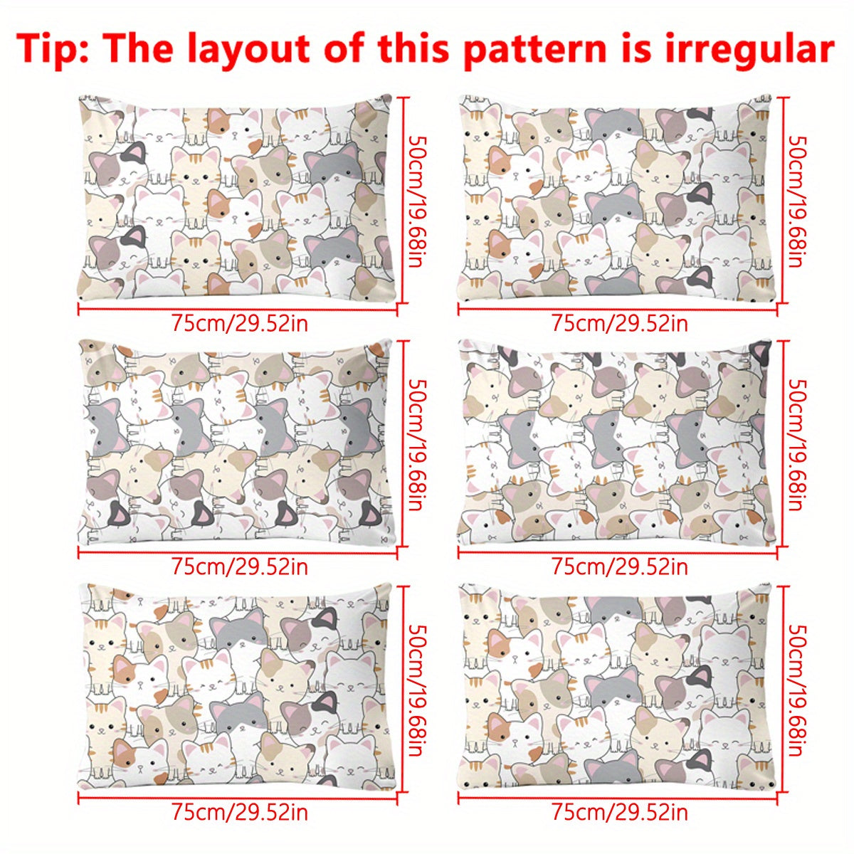 TEMU Cute Cartoon Cat Print Pillowcase, Soft Quilted Pillowcover 1pc, Polyester Active Printed, Woven Bedroom Bedding With Pocket Closure, Machine