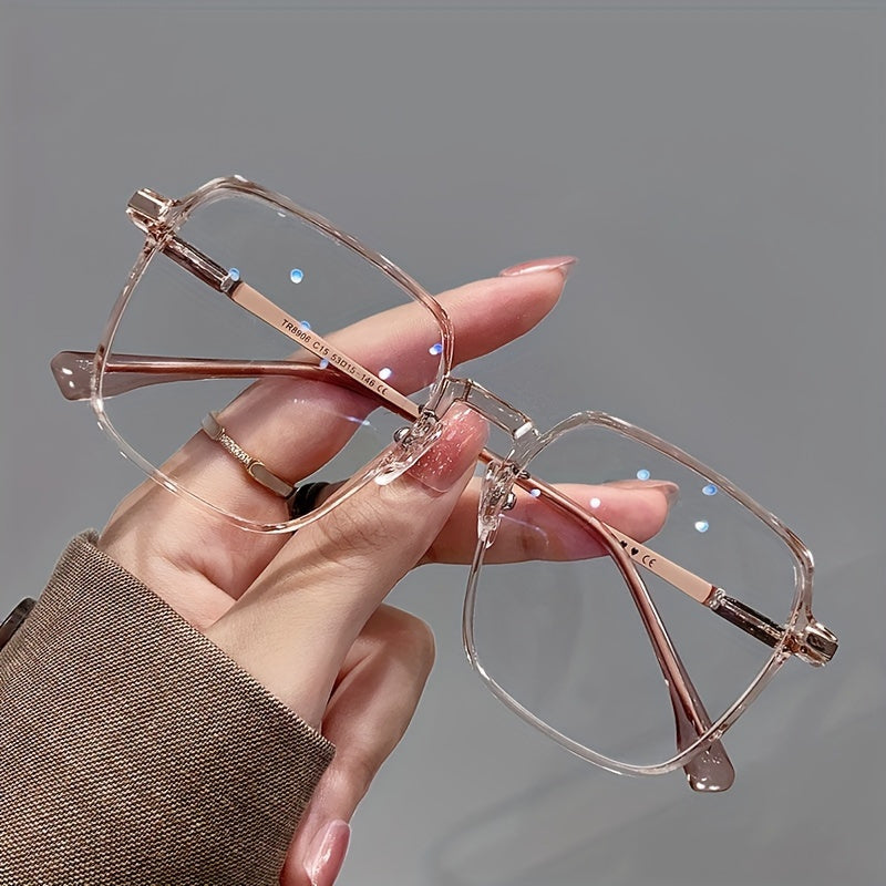 TEMU Anti-blue Light Glasses Frames Ultra-thin Clear Frame Glasses With Heart Pattern Leg, Gender-neutral Minimalist Eyewear, Teen S Trendy And