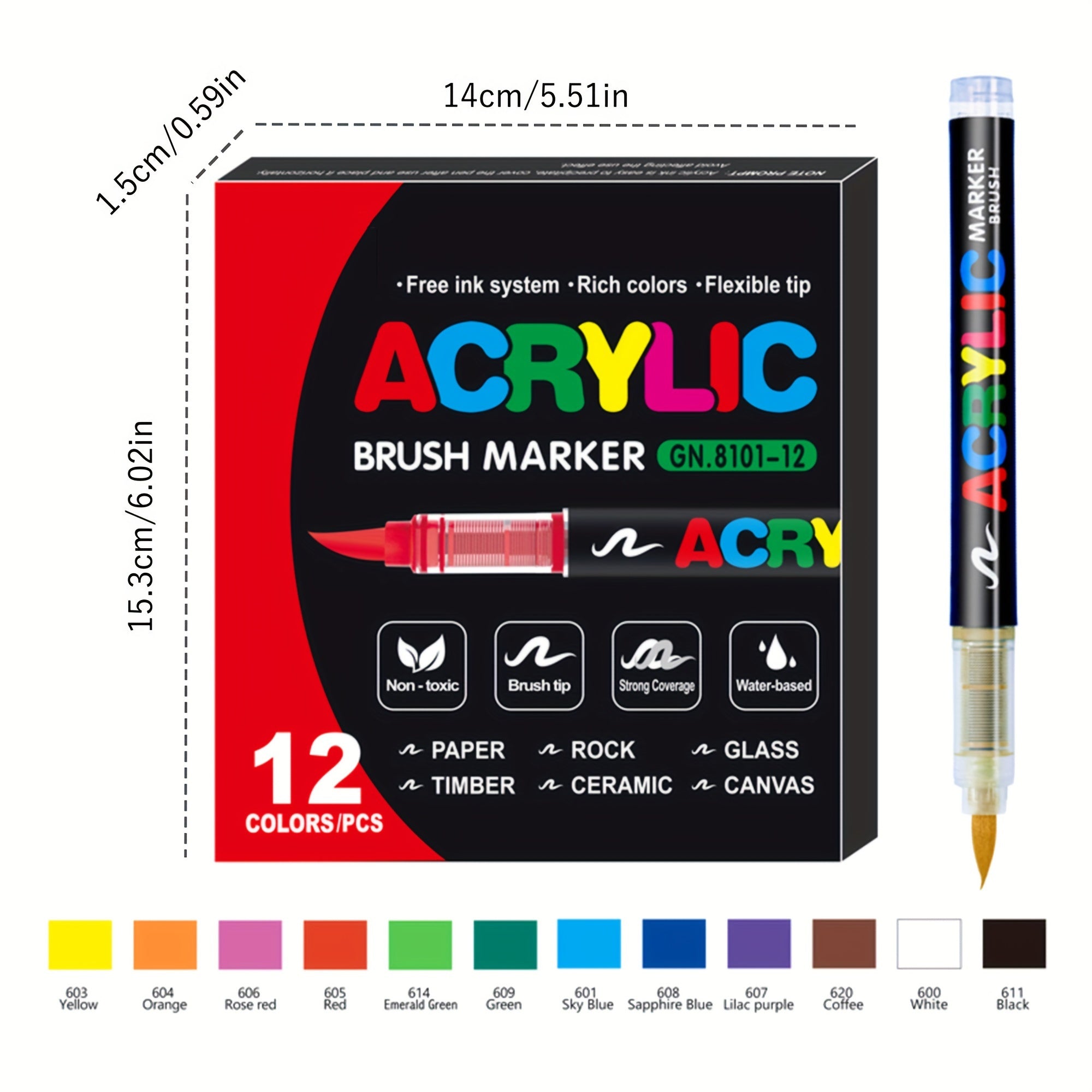 TEMU Acrylic Paint Pens, Soft Brush Tip Acrylic Paint Markers, Color Acrylic Markers Ideal For Canvas, Rock Painting, Wood, Stone, Glass, Ceramic,