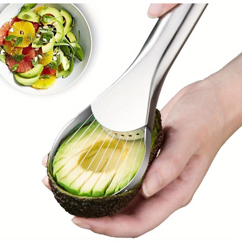 TEMU 2-in-1 Avocado Slicer & Corer - Stainless Steel Kitchen Tool For Easy Peeling, Seeding, And Slicing Avocados, Salads And Dishes, Avocado Slicer