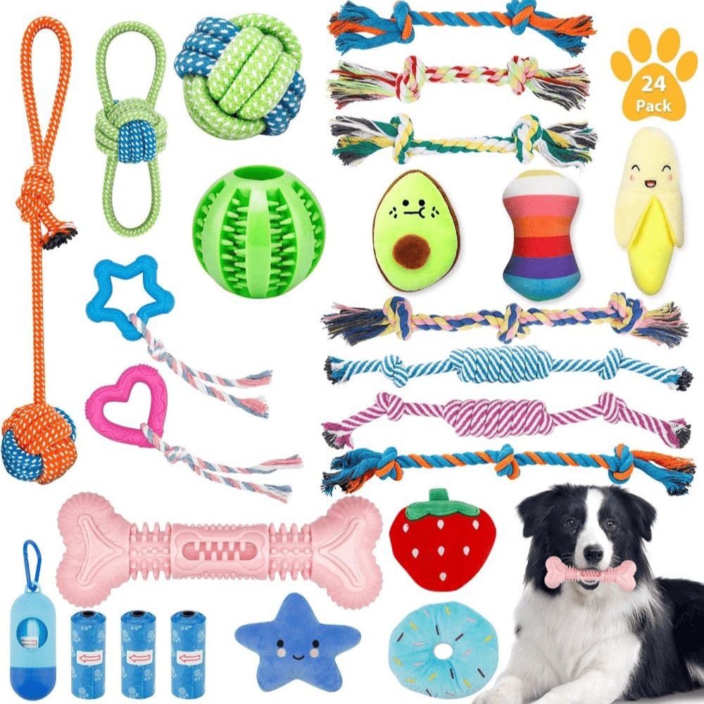 TEMU 24pcs Interactive Dog Toys For Small And Medium Dogs, Rope Toys For Small Dogs, Chew Toys For Small Dogs. Puppy Teething Toys, Dog's Dental