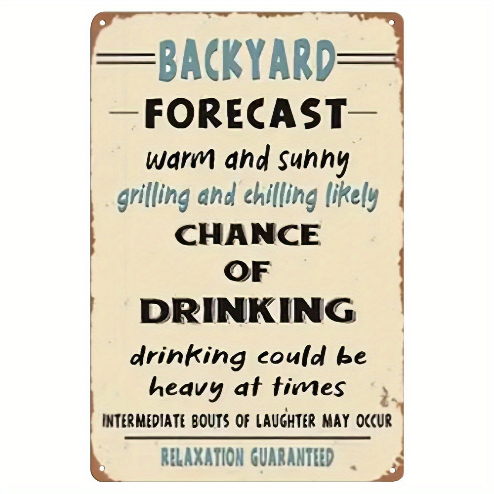 TEMU 1pc Vintage Metal Wall Decor Sign - 20x30cm Rustic Iron Weathered Look With Humorous Drinking Message, Durable Indoor-outdoor Hanging Plaque For