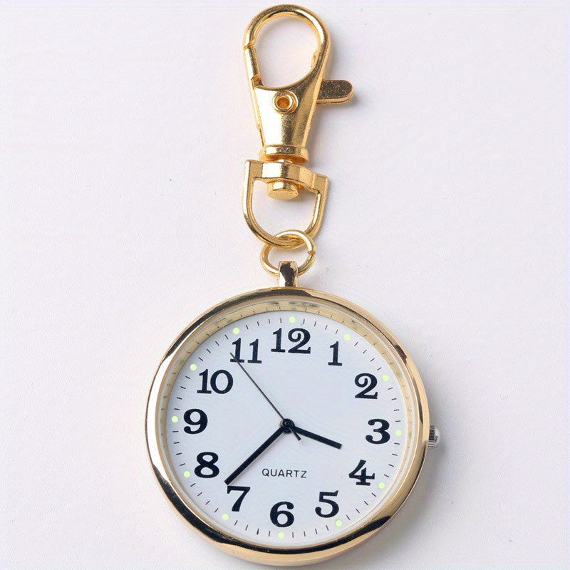 TEMU Stainless Steel Collar Clip Watch, Backpack Belt Hanging Watch With Key Ring, Pocket Watch Clip On Keychain
