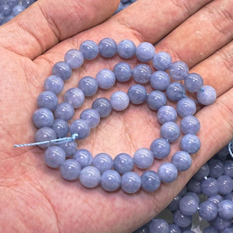 TEMU 6mm, 8mm, 10mm Natural Stone Beads - To Lavender-purple Shades, Glossy Finish For Making, Bracelets, Necklaces, Pendants - Elegant Beads For