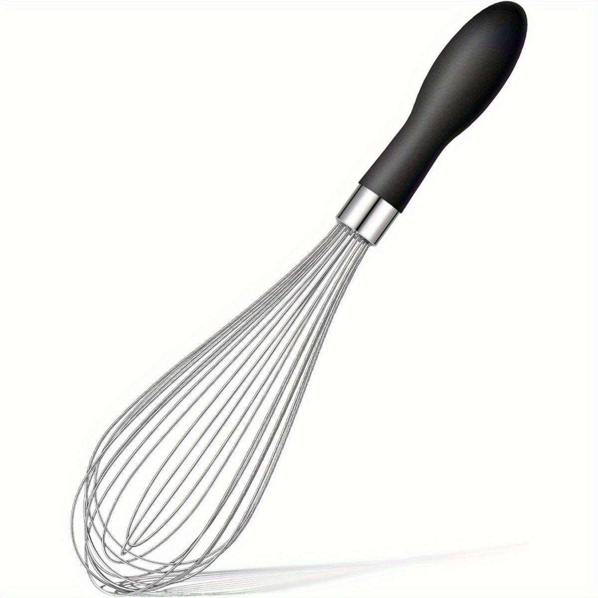 TEMU 1pc Stainless Steel Whisk With Soft Silicone Handle, Thick Durable Egg Whisker For Blending, Beating, Whisking, Stirring, Kitchen Gadget For