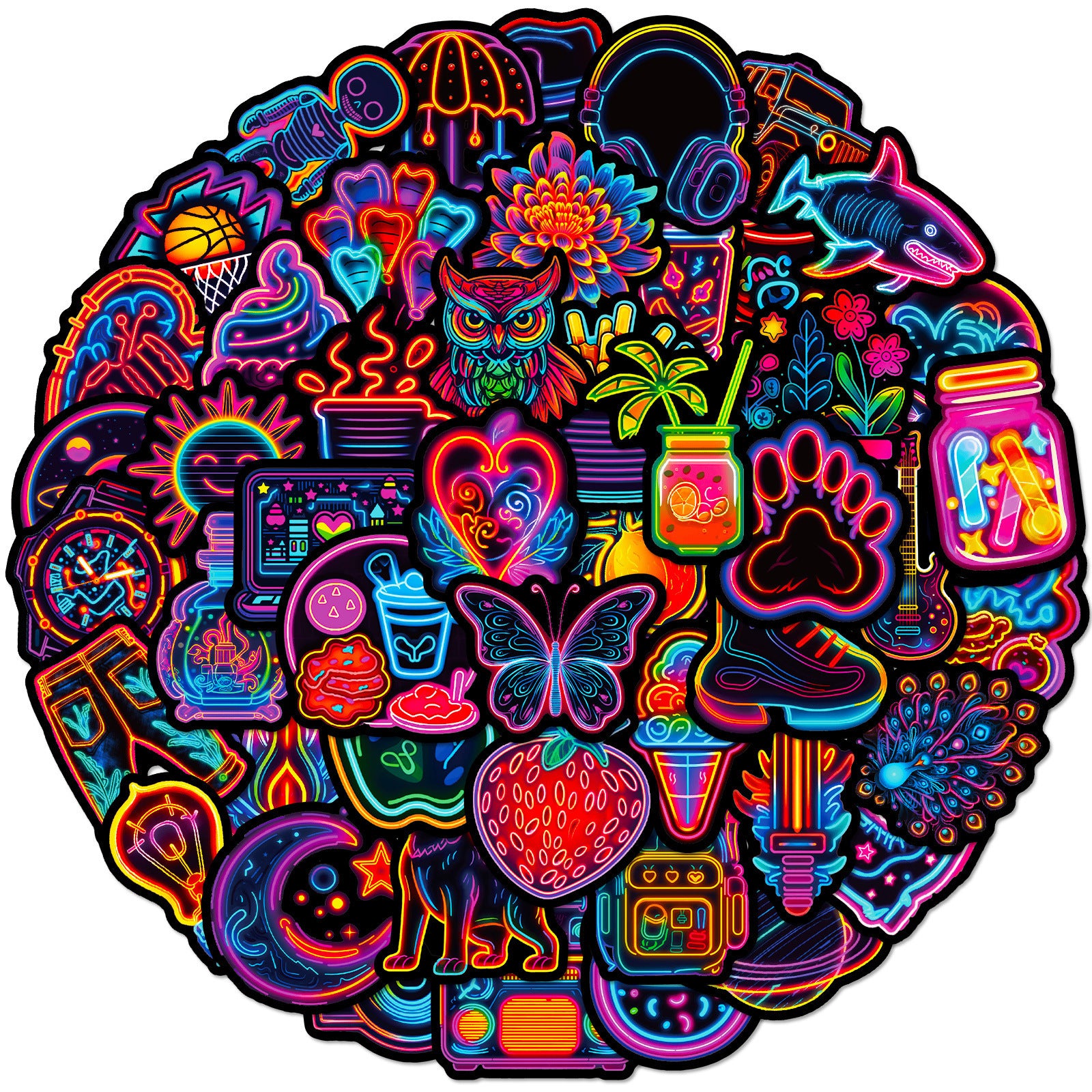 TEMU 150pcs Neon Graffiti Stickers - Vibrant , Irregular Shapes, Cool Cartoon Designs For Adults, Laptops, Water Bottles &