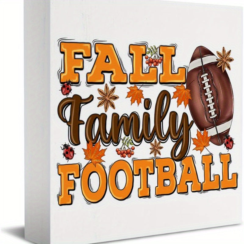 TEMU Fall Family Football Pvc Sign, Autumn- And Office Décor, Thanksgiving Tabletop Accessory, Seasonal Football Enthusiast Gift, Desk Decoration For