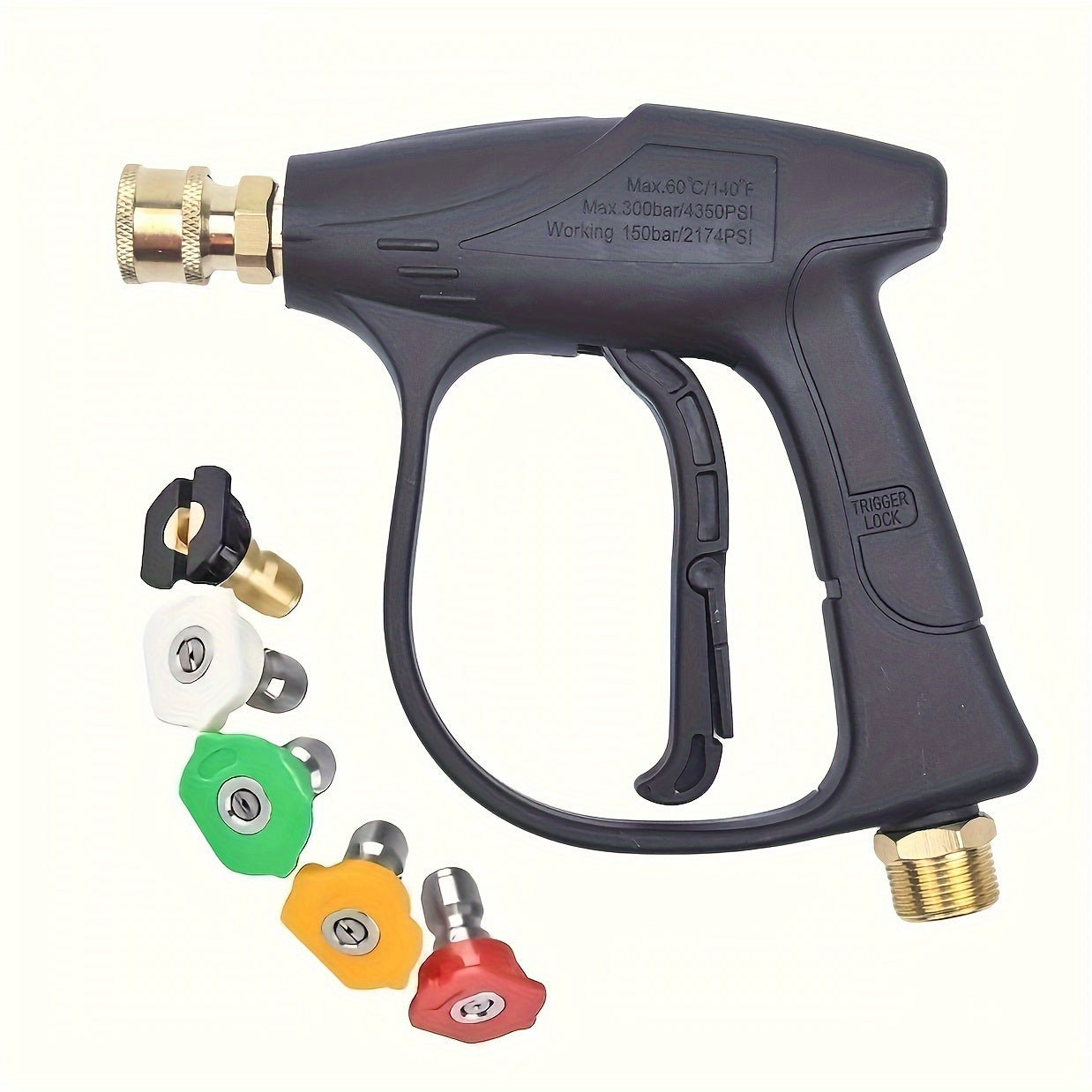 TEMU Industrial Nozzle, High Pressure Car Wash , 5 Colors Quick Connection 1- 4 Inch Nozzle M22-14 Hose Connector, Car Wash High Pressure Cleaning ,