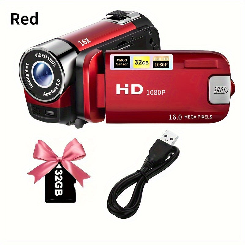 TEMU Newest Model 16x Digital Camera 270° Rotating Led Flip Screen Camcorder - 1080p, 2.4-inch Screen Display, Wide Angle Camera, Portable And For