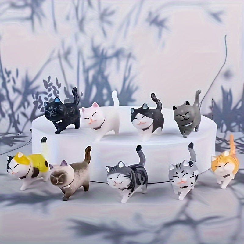 TEMU 9pcs Miniature Cat - Realistic Pvc Kitten Statues For Dollhouse Decoration, Diy Micro Landscape, And Fairy Garden Accessories - Indoor And
