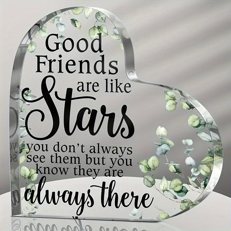 TEMU 2d Flat, 2d Flat - Heart Acrylic Plaque - - Unique Friendship Gift, For Birthday, Wedding, Holiday, Christmas, Party, Home Office Desktop Decor,