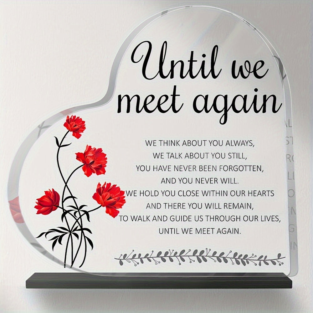 TEMU 2d Flat, 1pc, Exquisite Memorial Heart Acrylic Keepsake Sign - Never - Home , Tabletop Ornament, Loss Of A Friend Gifts