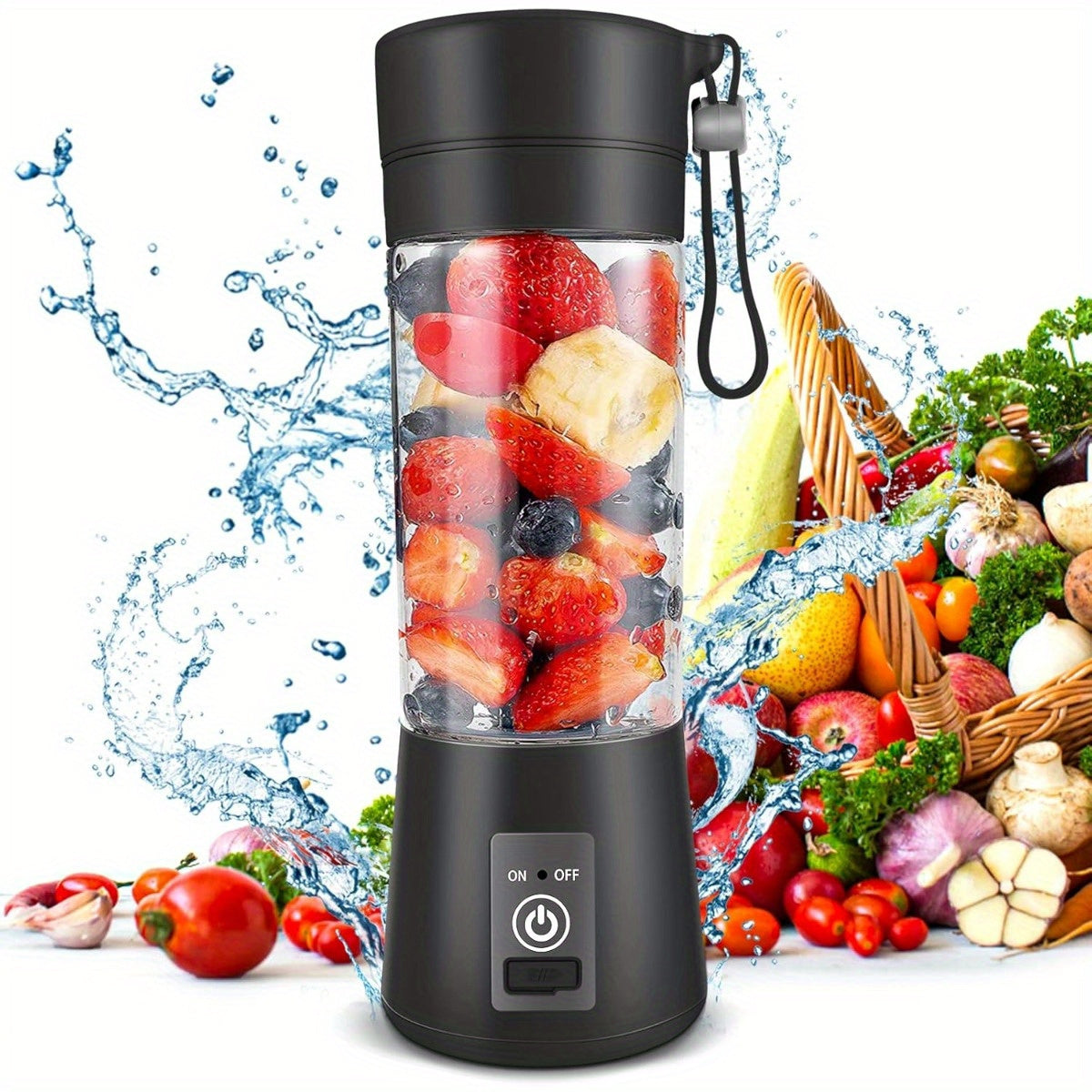 TEMU Portable Usb Blender With 6 Stainless Steel Blades, 380ml Personal Juicer Cup For Smoothies, Protein Shakes & Drinks – Food Grade Abs Material,