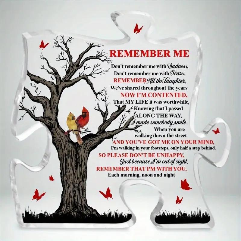 TEMU 2d Flat, Puzzle-shaped Memorial Acrylic Keepsake - Engraved Message, Bereavement Design, And Sympathy Quote